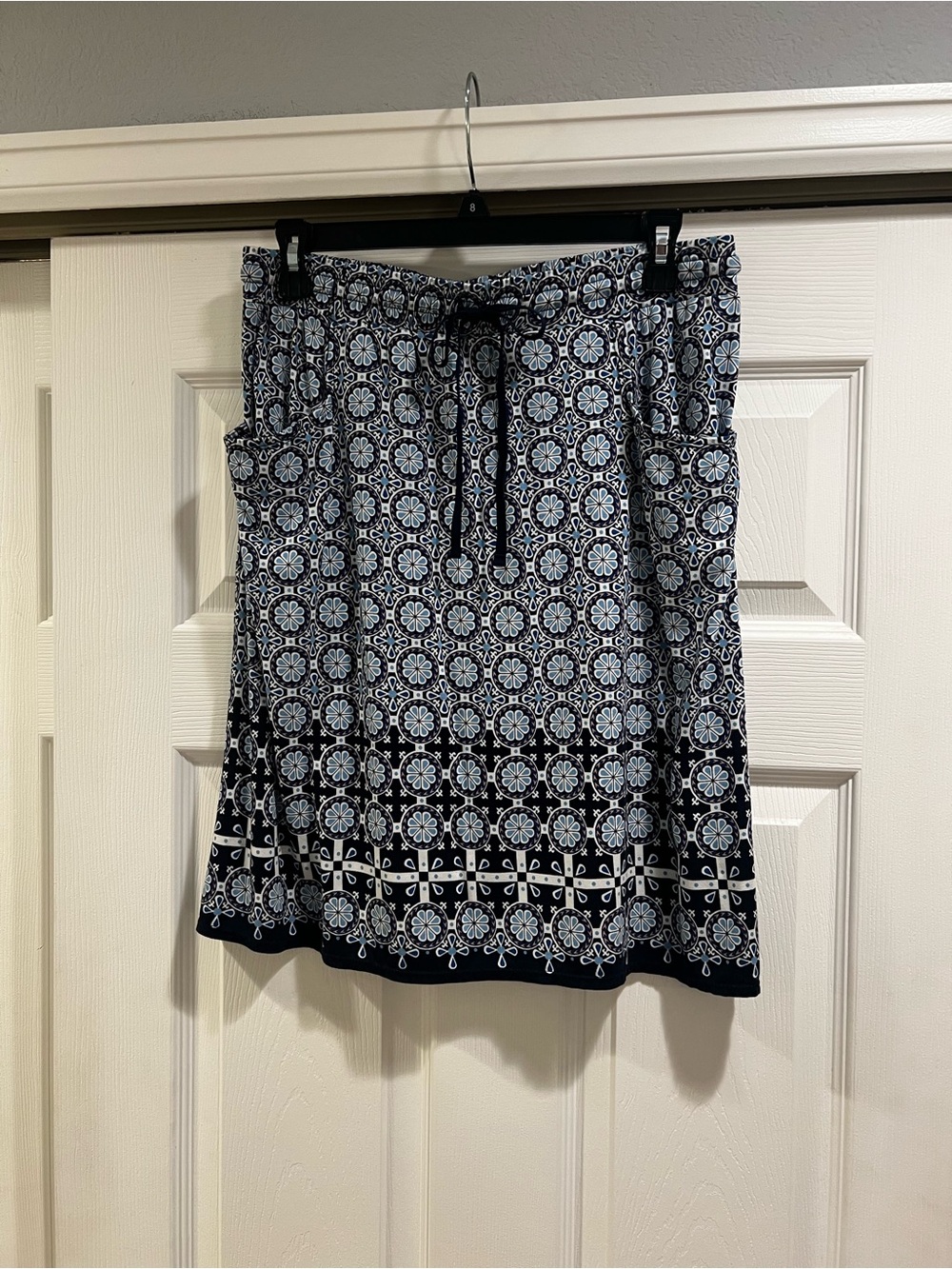 Max Studio Black and White A-Line Skirt with Geometric Medallion Print
